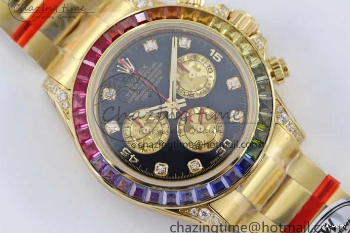 Diamonds YG Edition 1:1 Best Steel YG TWF on YG Dial Daytona A7750 116595RBOW 904L Bracelet Black 0306